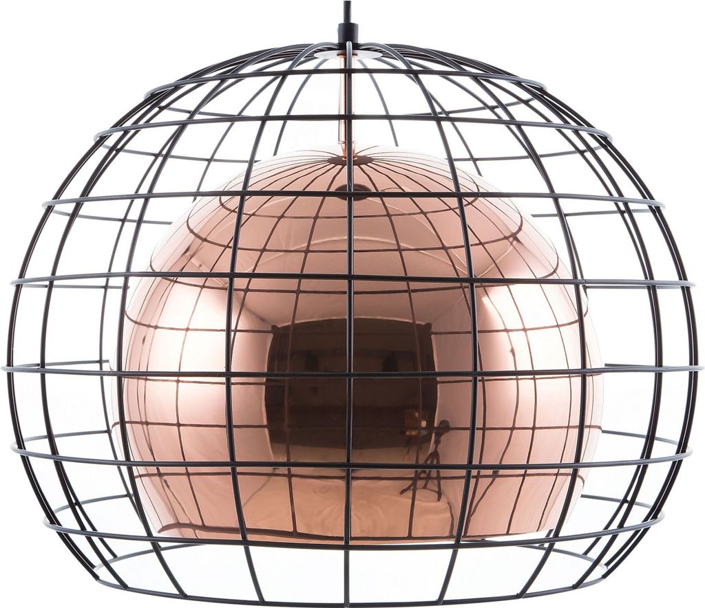 BELIANI Hängeleuchte Kupfer Metall Schirm mit Gitter in Schwarz Kugelform Industrie Look für Wohn- Schlaf- und Esszimmer Kücheninsel