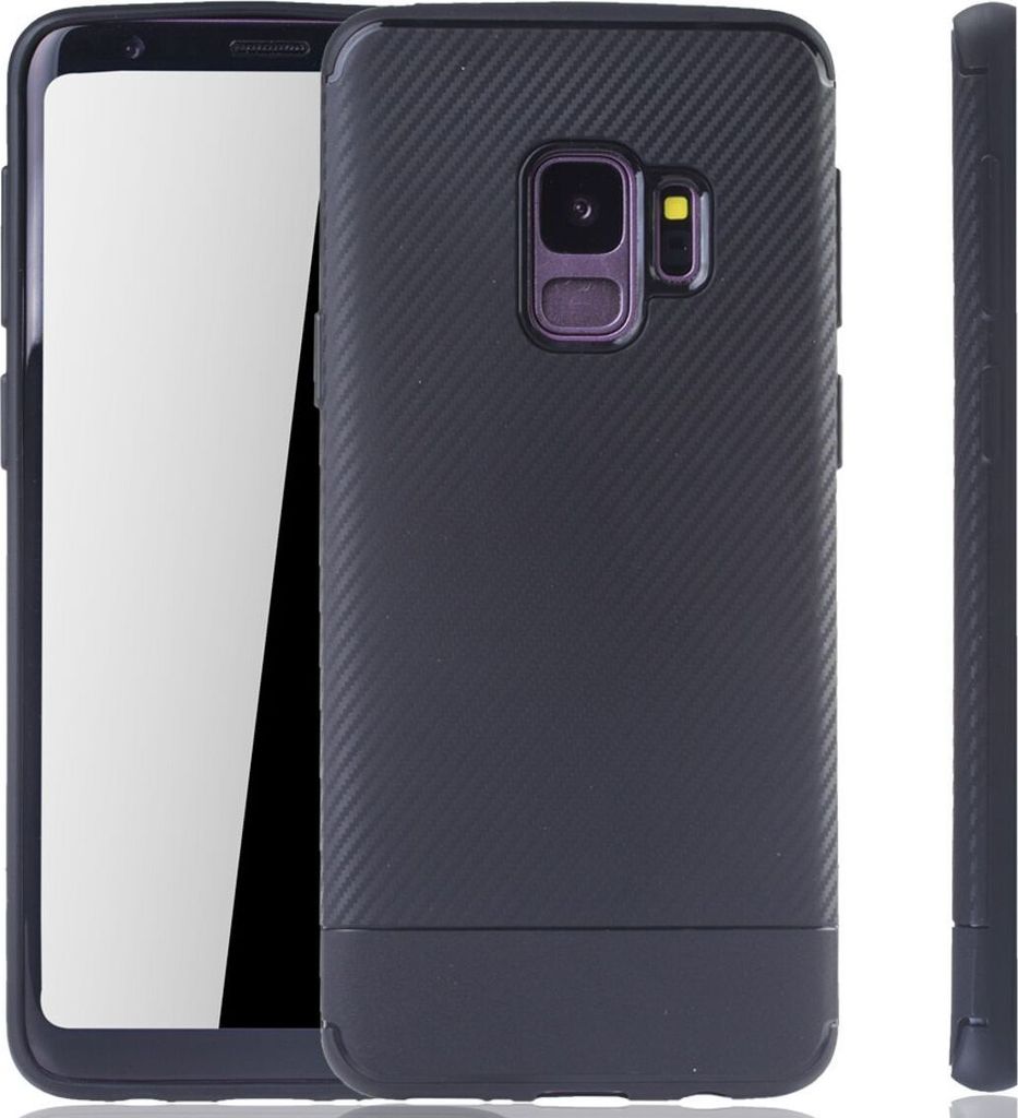 Samsung Galaxy S9 Handyhülle Schutzcase Carbon Optik Bumper Schwarz