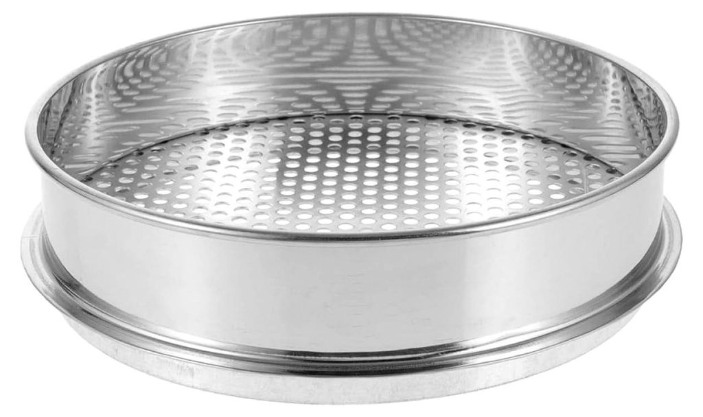 Edelstahlsieb 20cm Gartensieb mit rundem 45mm Siebgewebe für Erde, Saatgut und Bodenfilter im Garten und Außenbereich