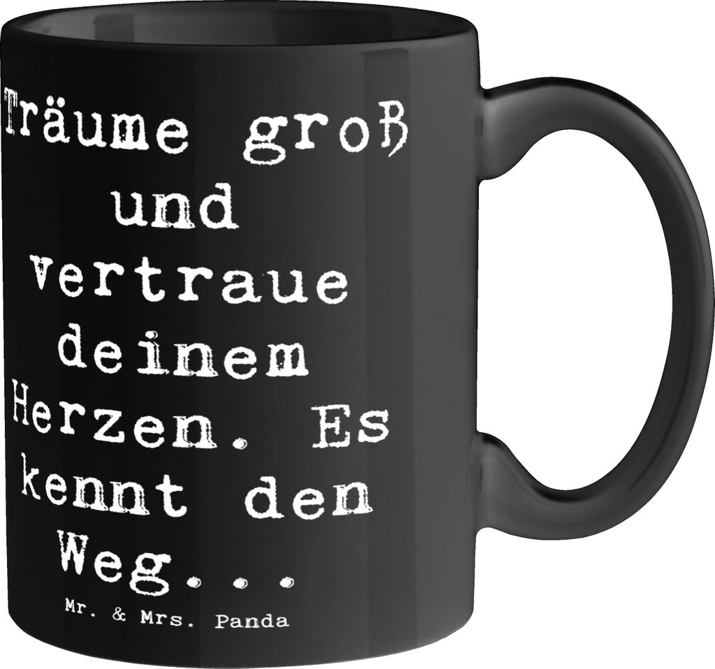 Mr. & Mrs. Panda Tasse Spruch Herzen Vertrauen - Schwarz - Geschenk, eigenen Weg gehen, mit, Vertrauem, inspirierende Botschaft, Trost, kaffeebeche...