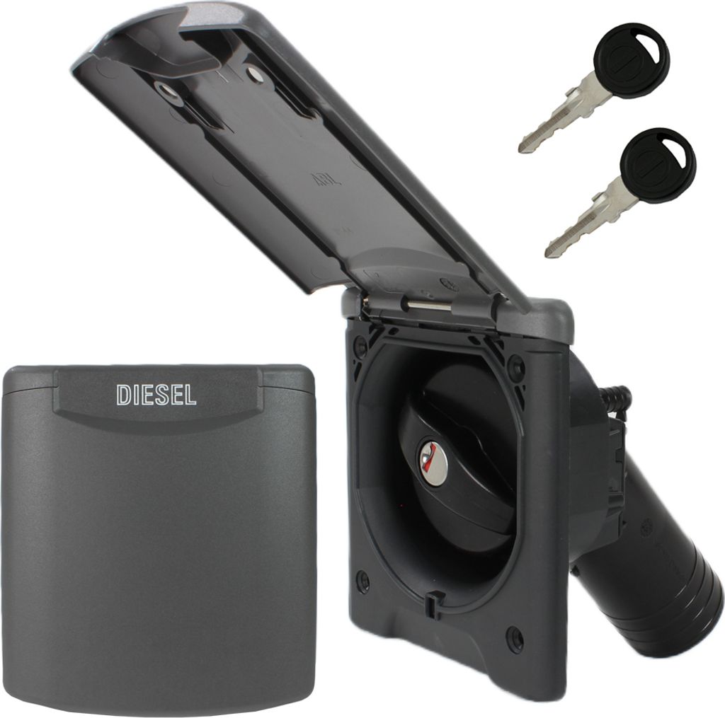ABL Einfüllstutzen Diesel Tankdeckel Wohnmobil Boot mit Magnetdeckel 50 mm grau