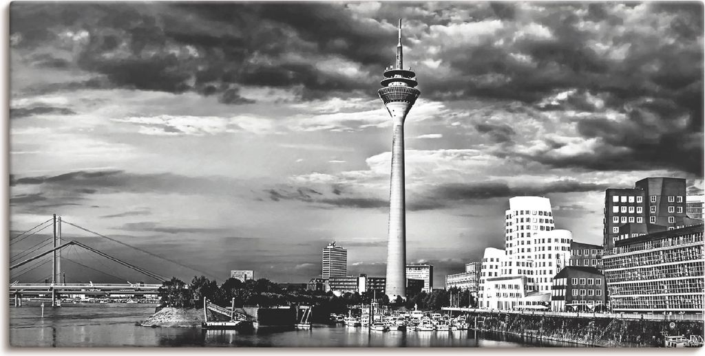 ARTland Leinwandbild Düsseldorf Collage Skyline 10 Größe: 150x75 cm