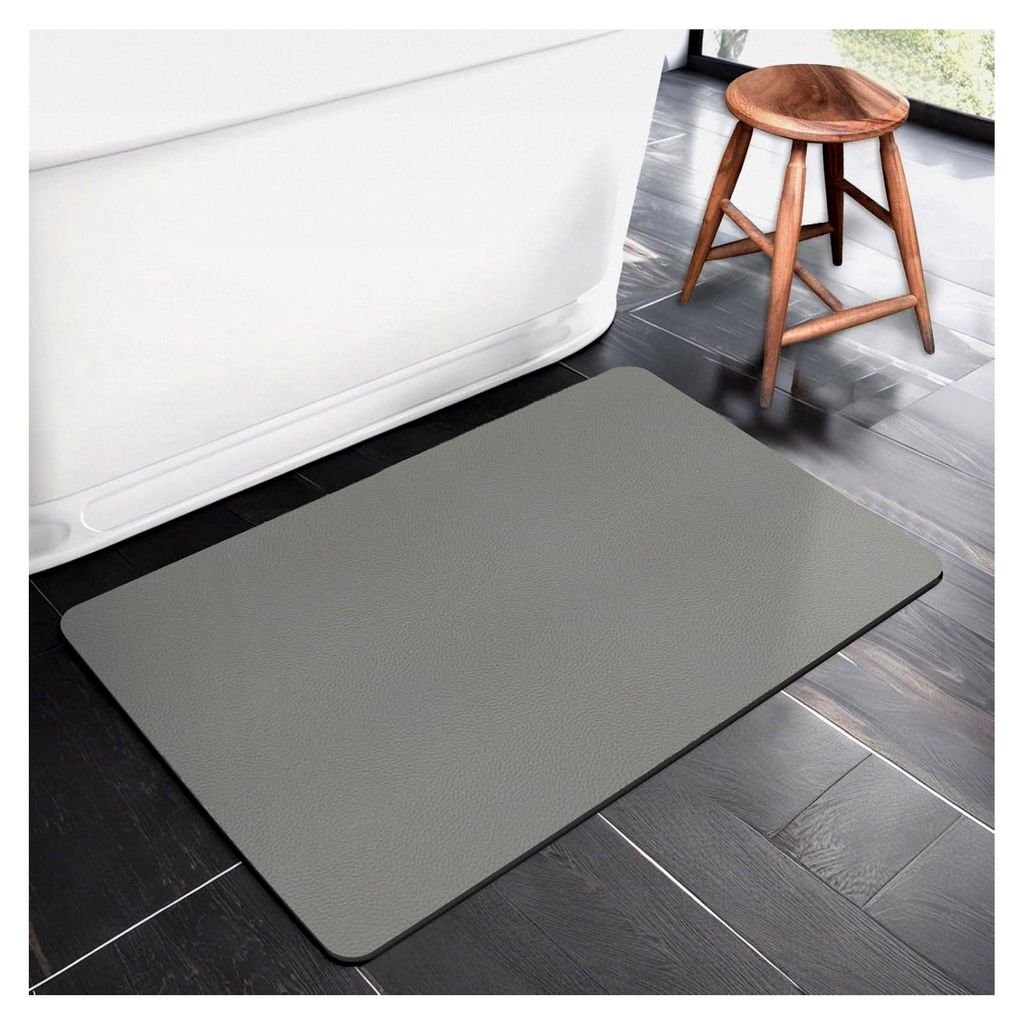 Badematte schnell trocknend, saugfähig, mit rutschfester Gummirückseite, dünn, für Badezimmer, 43x80 cm (Grau)