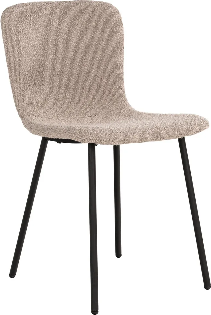 Chaise Salle à Manger Halden Beige Confortable en Tissu Bouclé Doux 48cm