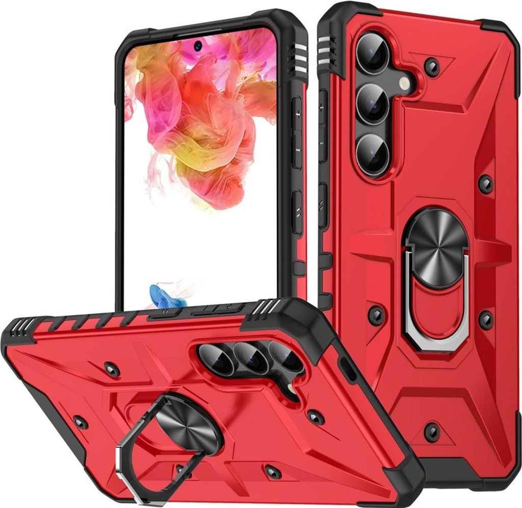 Samsung Galaxy S25 Hülle - Coverup Heavy Duty Back Cover mit Ring Kickstand - Rot