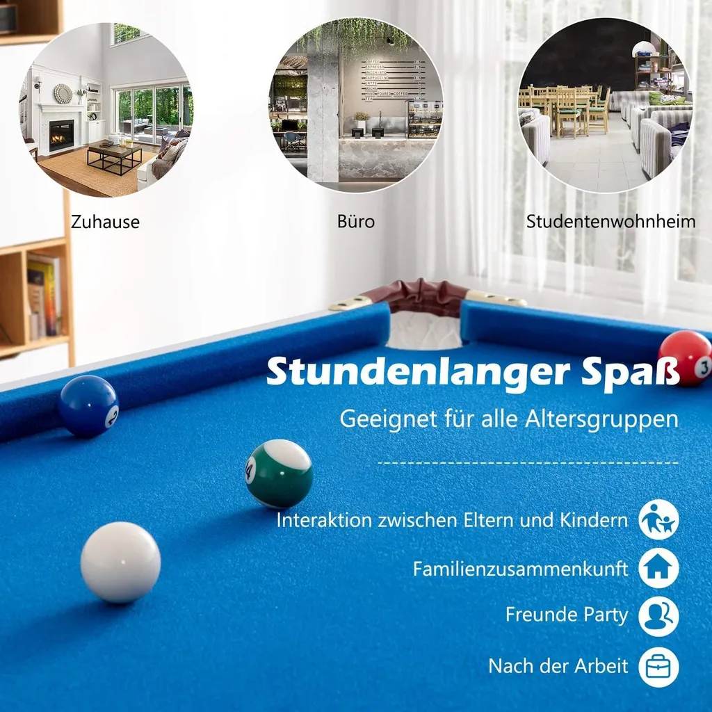Table de billard pliante complète avec queues, boules et brosse noire - 5