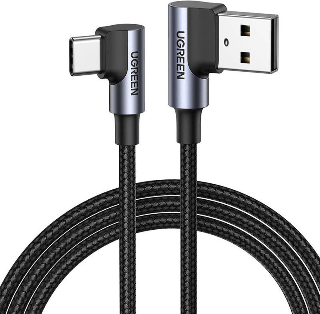 Ugreen abgewinkeltes USB-A-auf-USB-C-Kabel 3A, 3 m - Grau Produktbild 