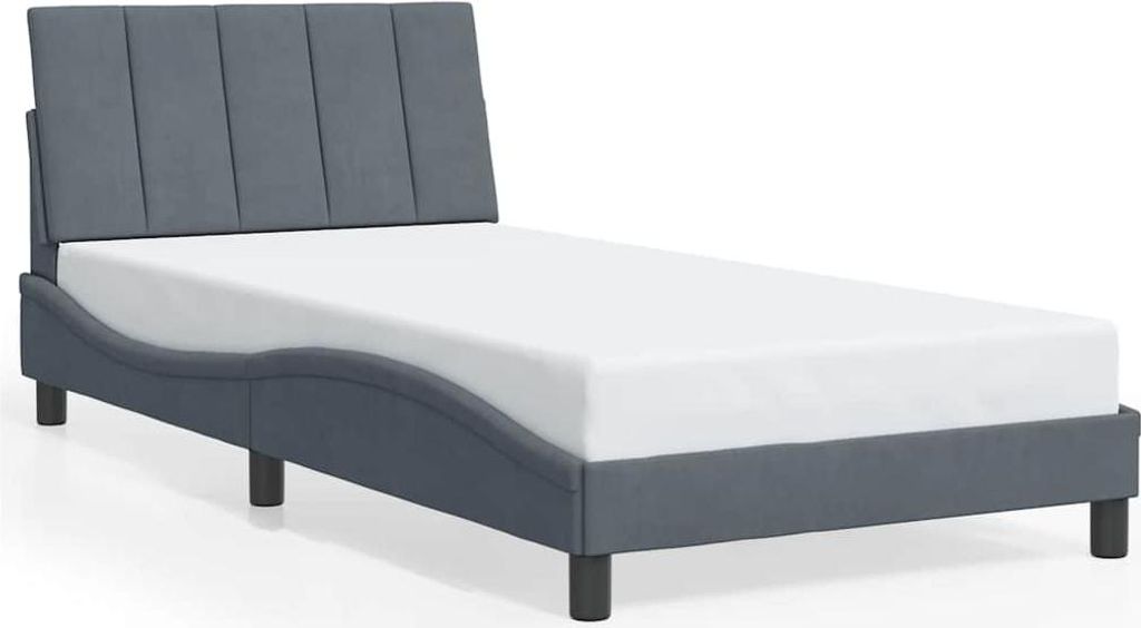 vidaXL Bettgestell ohne Matratze "Hanko" Dunkelgrau 100x200 cm Samt