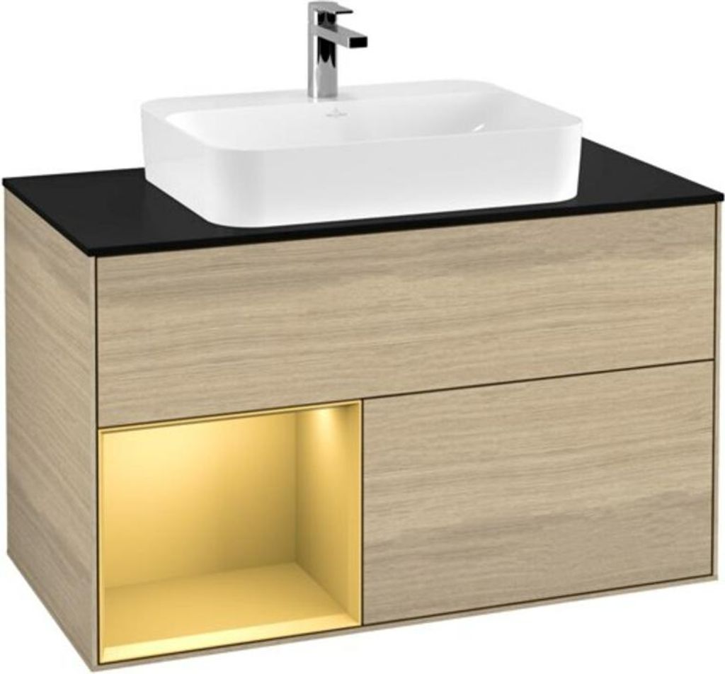 V&B Waschtischunterschrank Finion 100, Pl bla m, Reg li gol m, Oa ven