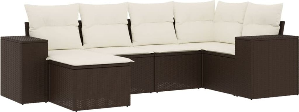 "SALE 2026" 6-tlg. Garten-Lounge-Set - elegantes Design - Sitzgruppe/Gartengarnitur - mit Kissen Braun Poly Rattan - Terassenmöbel DEMöbel496277