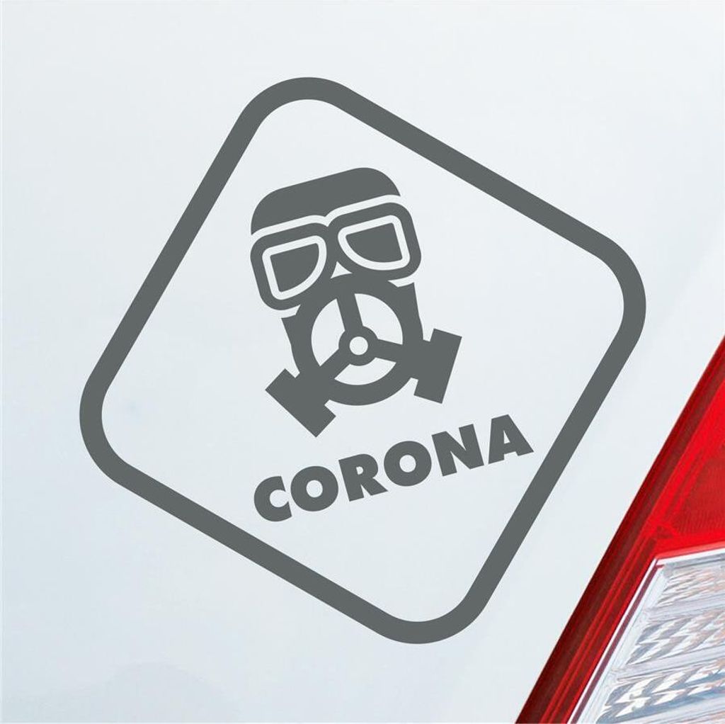 Auto Aufkleber Corona Maske Gasmaske Hazard Krank Infiziert Husten 10x10 cm Grau Sticker Heckscheibenaufkleber