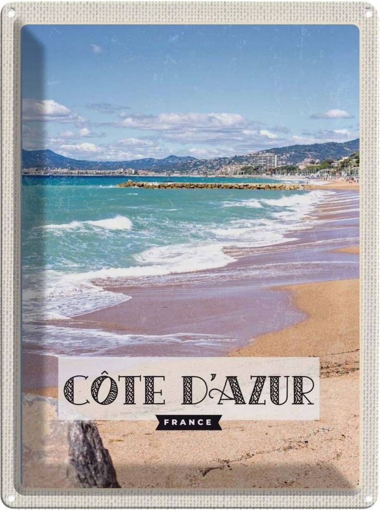 vianmo Blechschild 40x30 cm cote d'azur Frankreich Abenteuer Reisen Straße Stadt Urlaub