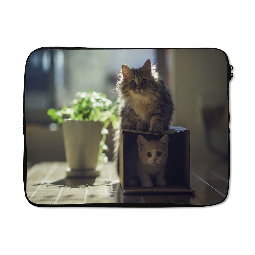 MuchoWow Laptop Hülle 14 ZollKätzchen spielen Verstecken und Suchen Laptoptasche - Laptoptasche - Stoßsicher - Schutzhaube