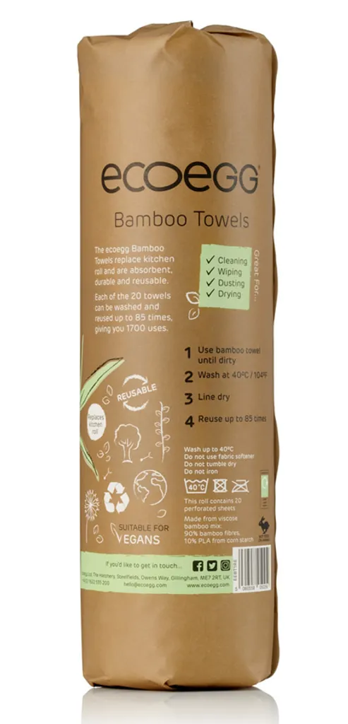 Rotolo Cucina Bambù Lavabile 20 Fogli | Alternativa Zero Waste Premium