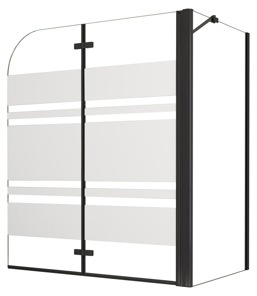 Duschspa 120x140cm Schwarz Badewannenaufsatz Streifenglas Produktbild 