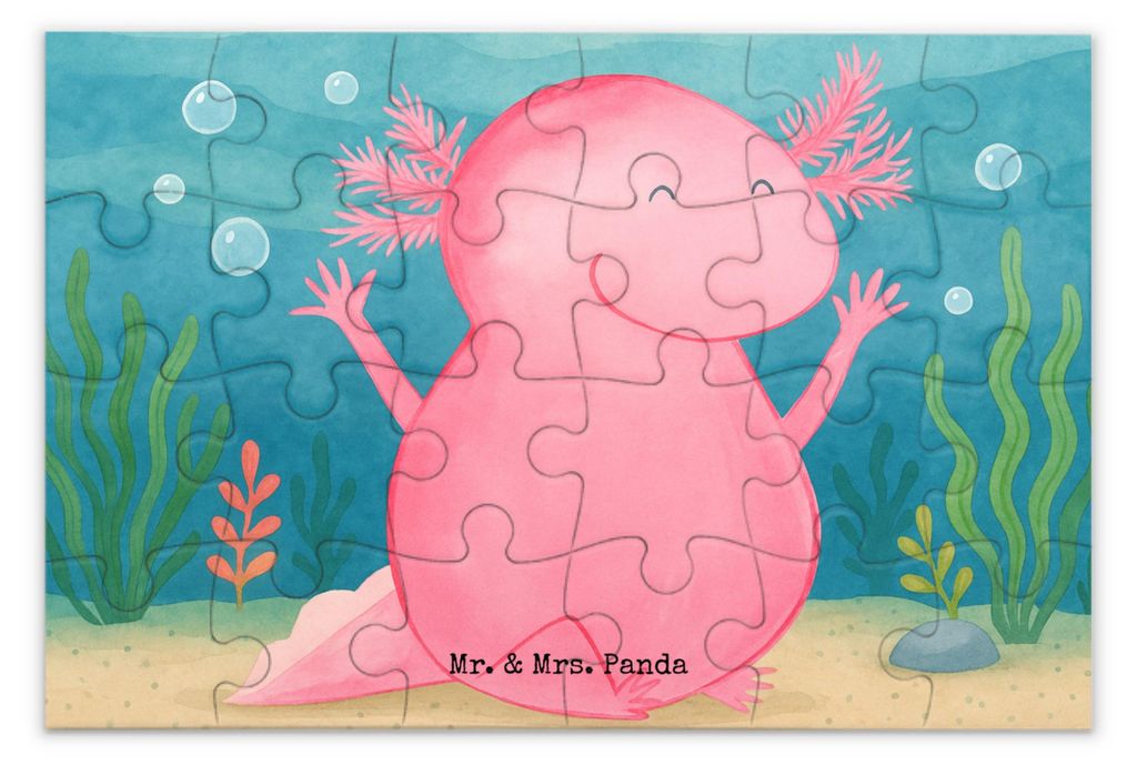 Mr. & Mrs. Panda Puzzle Axolotl Hurra Design 24 Teile - Weiß - Geschenk, 2000, 500, Legespiel, Motivation, Spaß, Axolot, Lurch, 1000, 1500