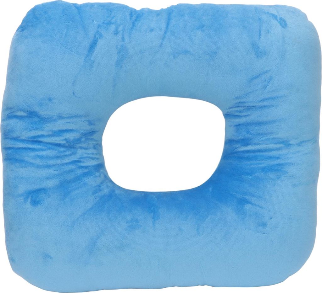 Hämorrhoidenkissen, blau, 35 x 35 cm, Schmerzlinderung, gefüllt mit Perlwolle, Donut-Kissen für Büro, Rollstuhl und Zuhause