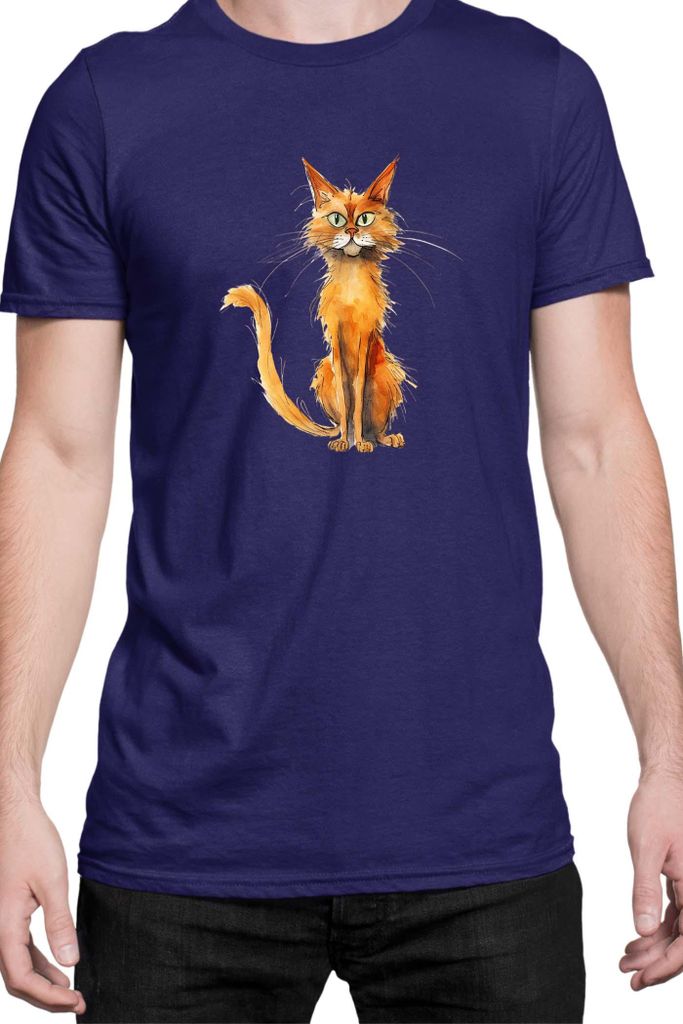 Herren T-Shirt Funny Cats Breeds Somali Cat, Man XL / Dunkelblau