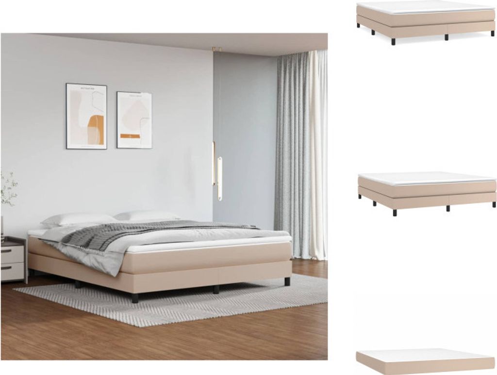 vidaXL Boxspringbett Matratze Cappuccino-Braun 160x200 cm Kunstleder - Betten & Bettgestelle