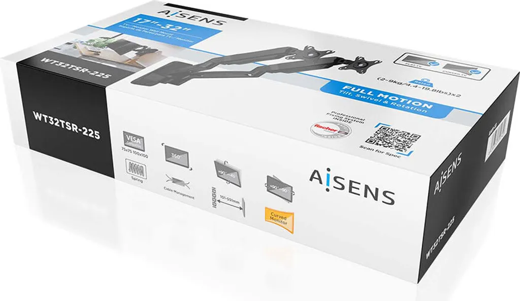 Support de Bureau pour 2 Écrans Aisens WT32TSR-225 - Bras Articulé