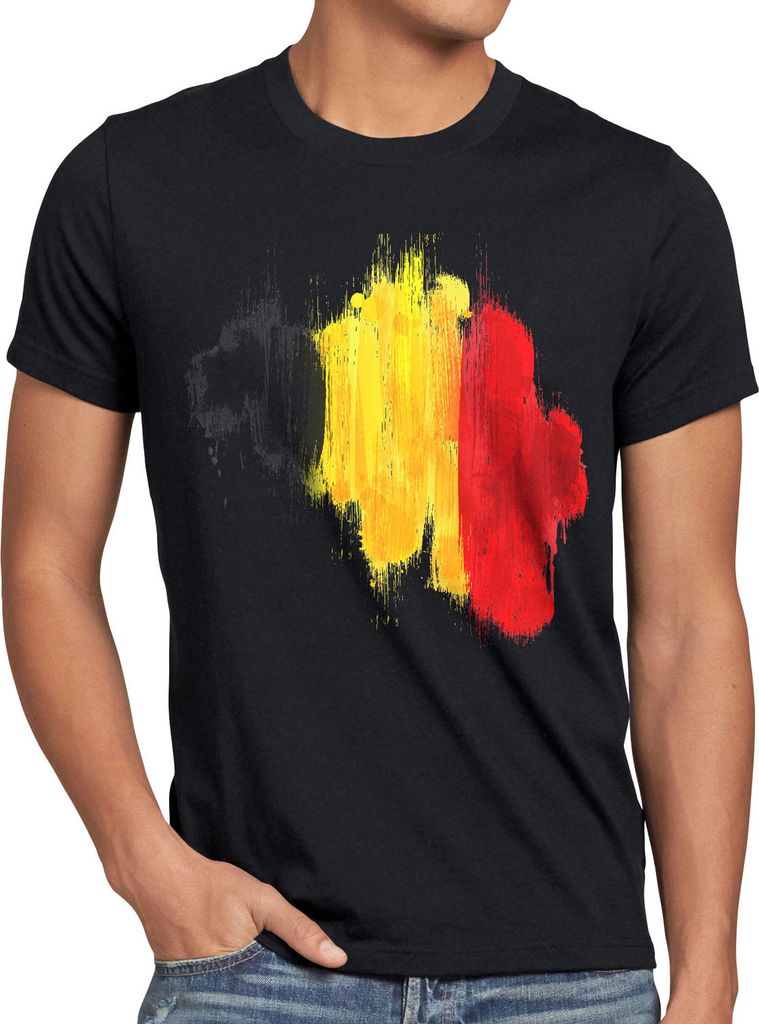 BaumwolleCloud Flagge Belgien Herren T-Shirt Fußball Sport Belgium WM EM Fahne