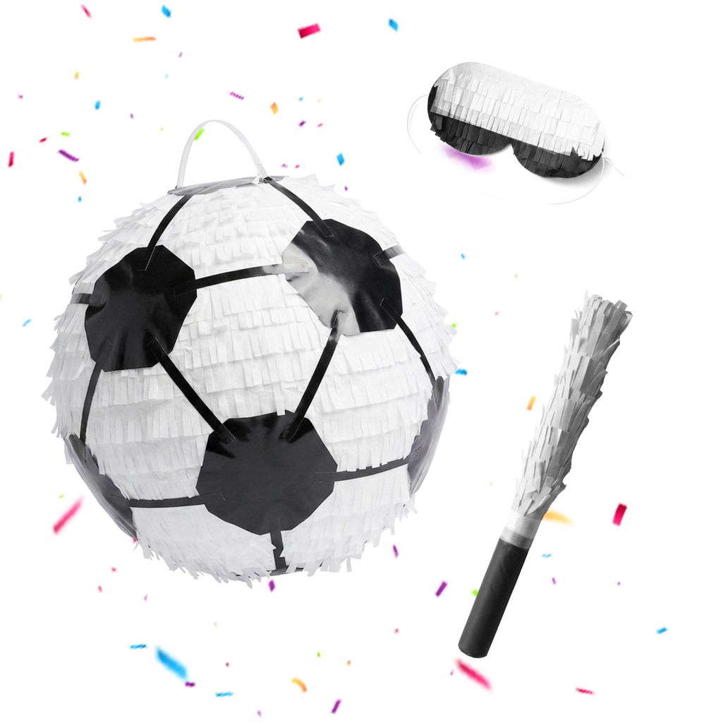 Pinata « Football » Relaxdays, lot comprenant un bâton et Image du produit 