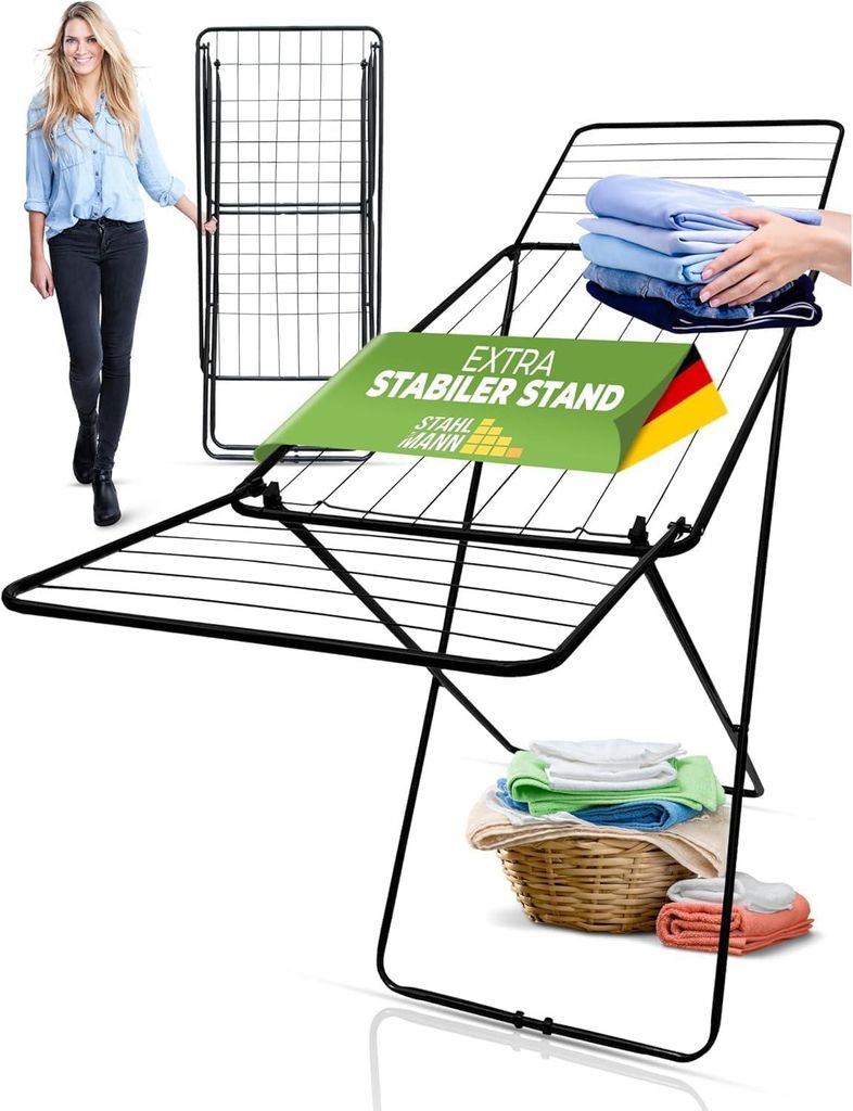 STAHLMANN® Wäscheständer klappbar [18 m Trockenfläche] Produktbild 