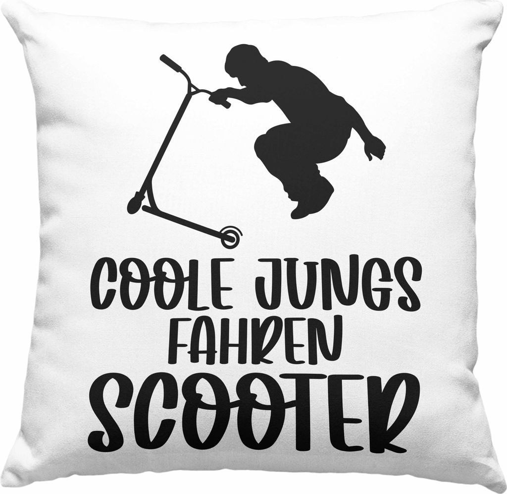 Trendation - Scooter Roller Fahrer Geschenk Deko-Kissen mit Füllung 40x40 Scooterfahrer Geschenkidee Scooting Geschenkidee Jungs Profi Scooterfahr...