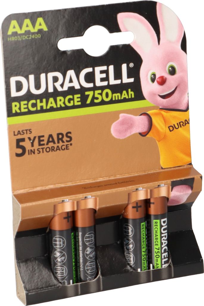 Duracell AAA (4pcs), Nabíjateľná batéria, AAA, Nikel-Metal Obrázok produktu 