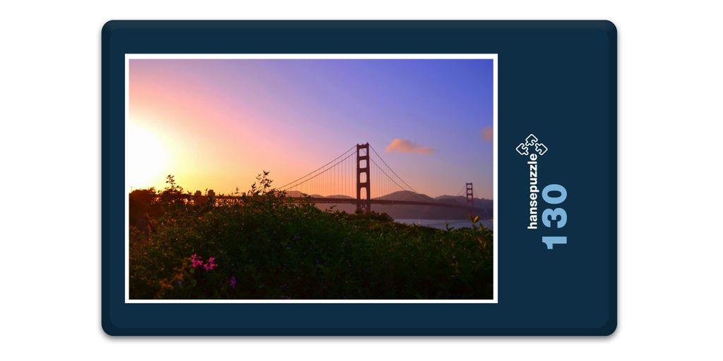 hansepuzzle 19043 - Golden Gate Bridge Puzzle, 130 Teile, Orte, 28,7 x 20,0cm mit hochwertiger Aufbewahrung, Kartonbox & Beutel