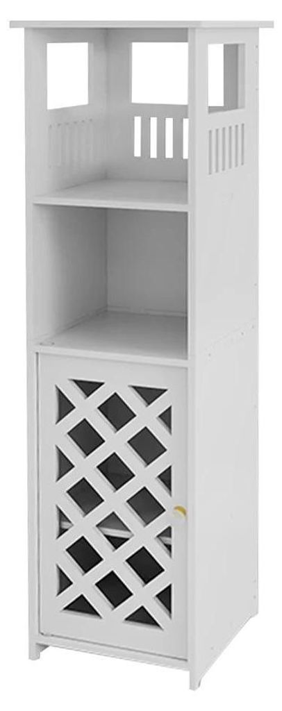 Badezimmerschrank - Schmaler Eckschrank - 22 x 22 x 78 cm - Kunststoff - Mit Tür und Regalen - Für Toilettenpapier - Montage erforderlich - Weiß