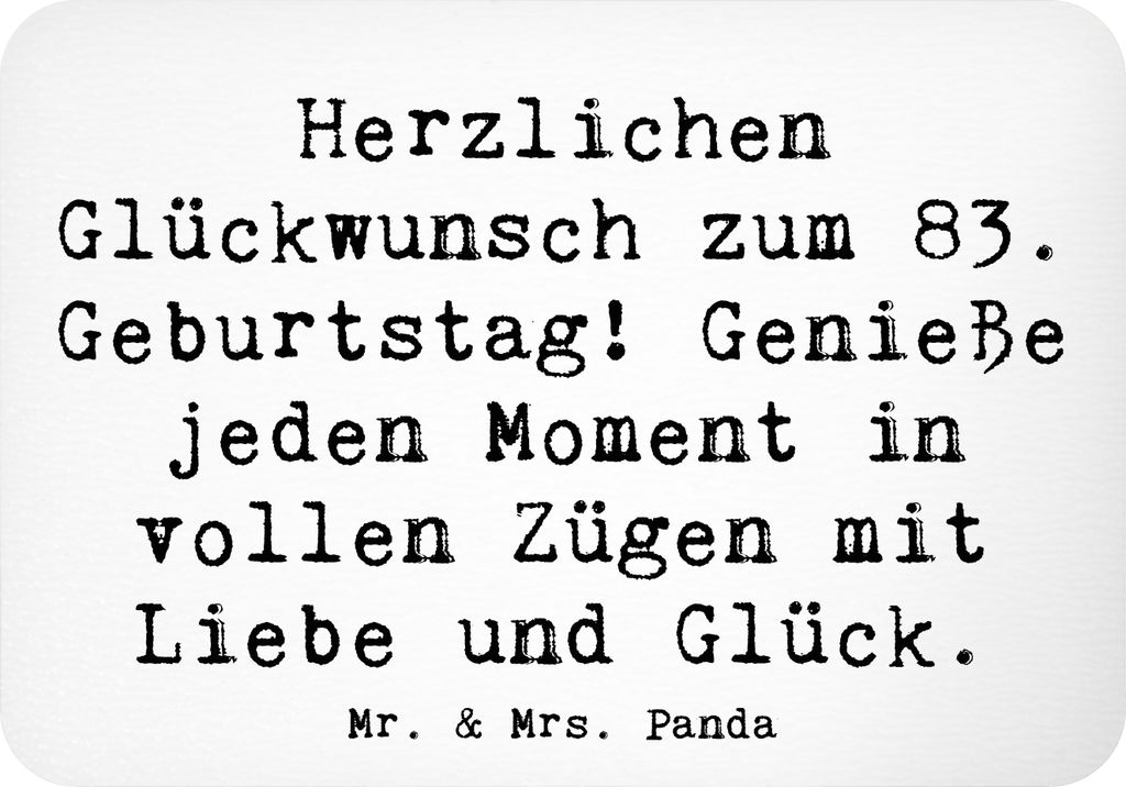 Mr. & Mrs. Panda Kühlschrankmagnet Spruch 83. Geburtstag Liebe Glück - Weiß - Geschenk, haftmagnet, Happy Birthday, achtzigster dritter, Alter, ...