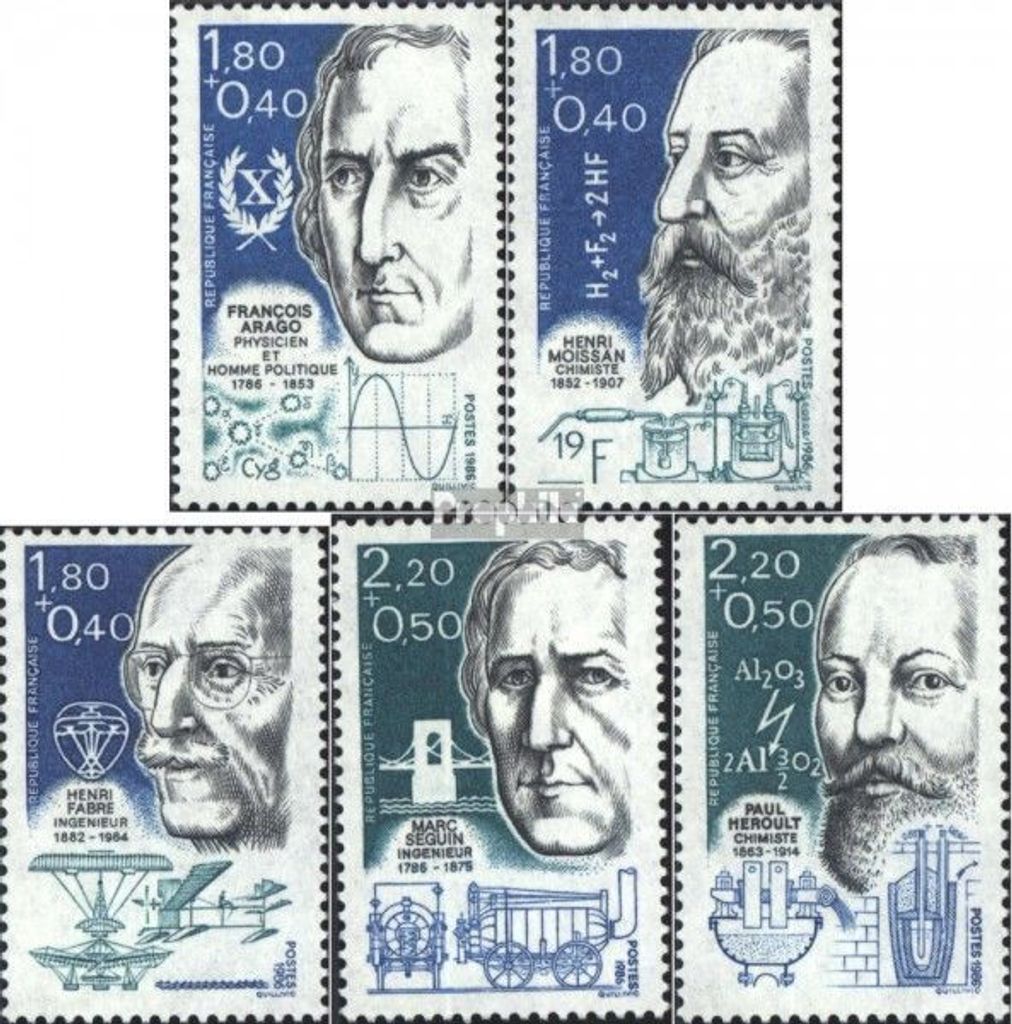 Briefmarken Frankreich 1986 Mi 2532-2536 (kompl.Ausg.) postfrisch Persönlichkeiten