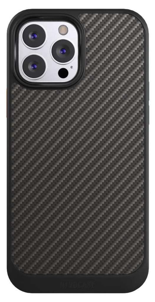 NIVOCASE Hülle für Apple iPhone 13 Pro Max Handyhülle NIVOcore Case Schwarz Carbon Metallic Look Muster