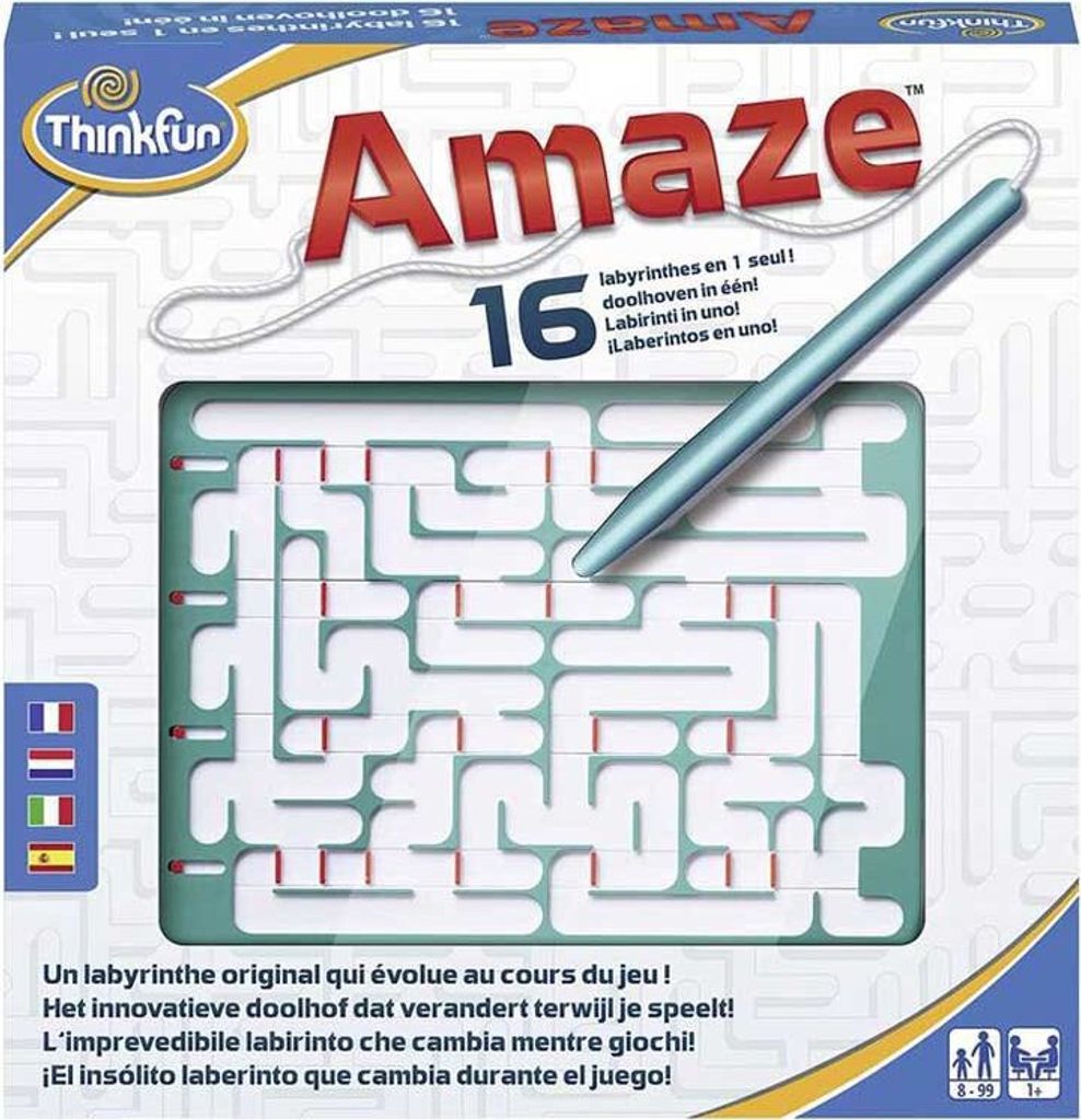 Think Fun - Amaze, 16 Labyrinthe in 1, Logikspiel für Kinder ab 8 Jahren THINKFUN