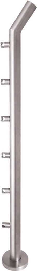 Geländerpfosten vormontiert mit Übersteigschutz, für Bodenbefestigung mit Rosette, 6 Querstabhalter