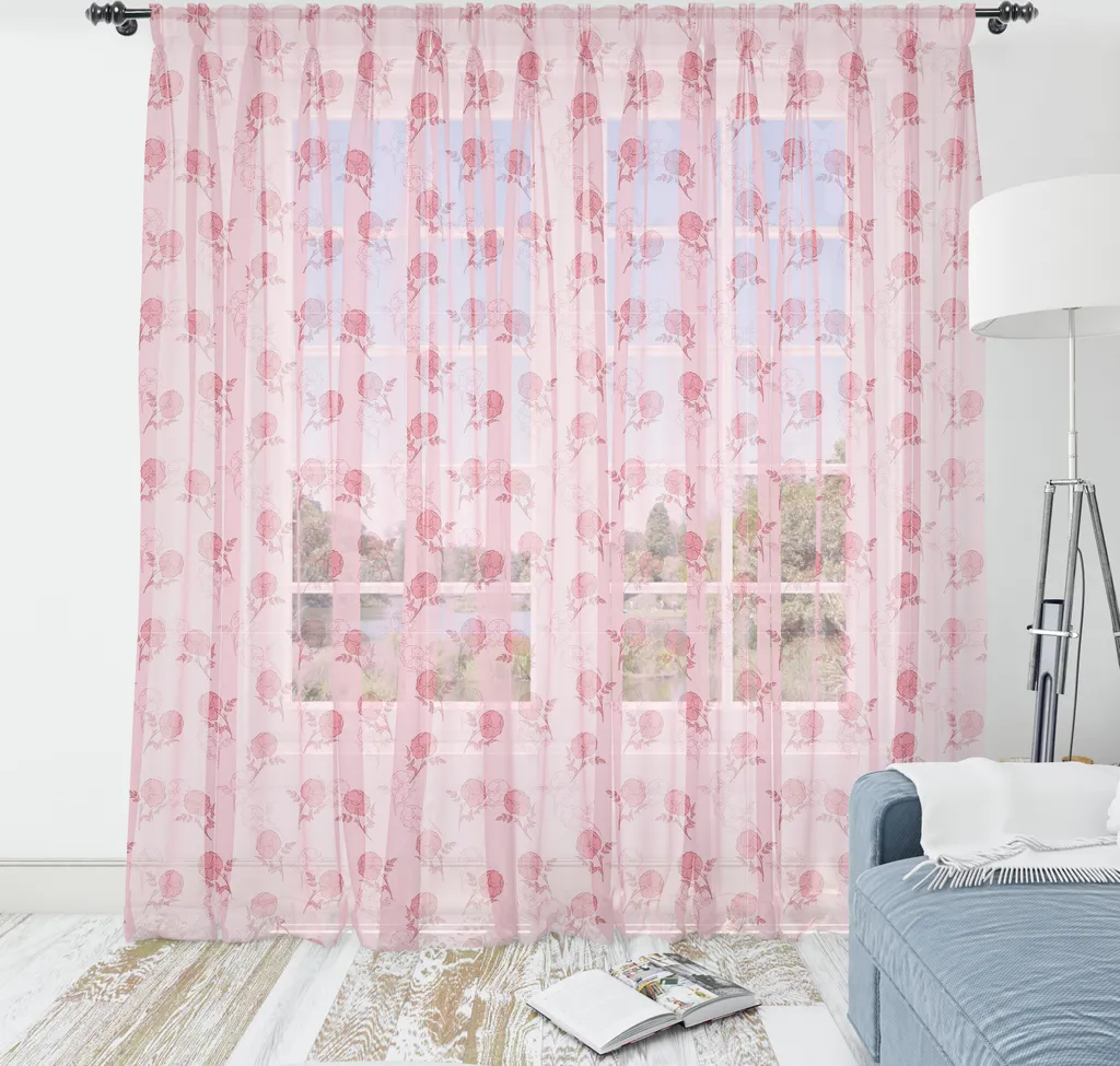 Tapisserie Rose Poudré Satinée Motif Roses Féminines 240 x 274 cm