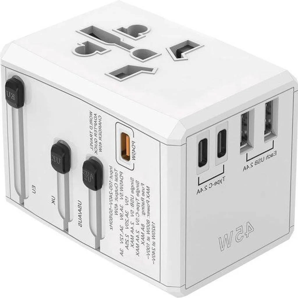 Adaptateur voyage USB-C multiport - Charge simultanée de 5 appareils