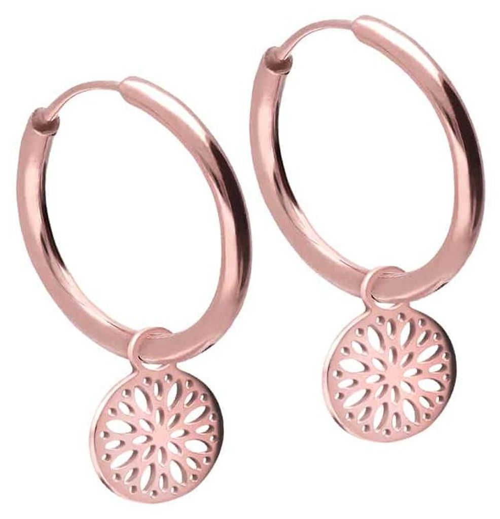 Chirurgenstahl Ohrclicker Creolen MANDALA RoséGold Innendurchmesser: 14mm + Designstärke: 2mm