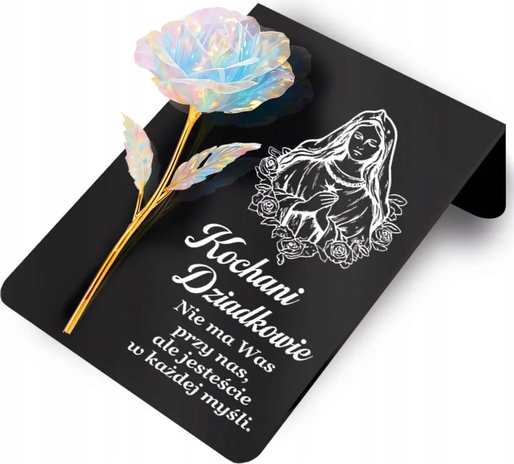 Bougie Premium XL Rose Holographique Éternelle - Décoration Funéraire