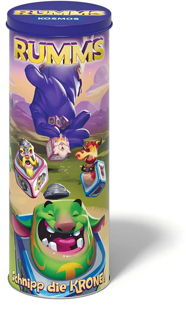 Jeu de société familial Rumms : dés et adresse dans un coffret métal