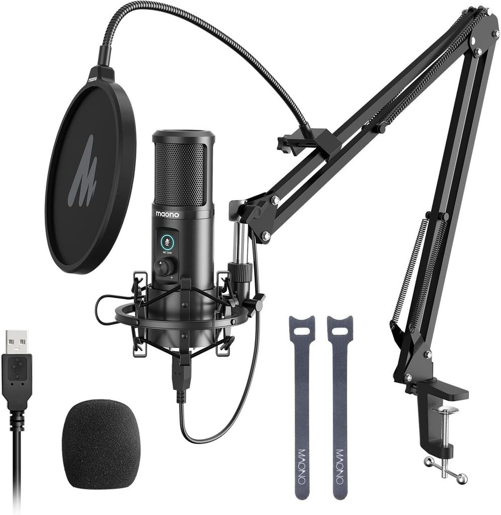 USB Mikrofon PC mit Arm, Kondensatormikrofon 192KHz/24Bit, Produktbild 