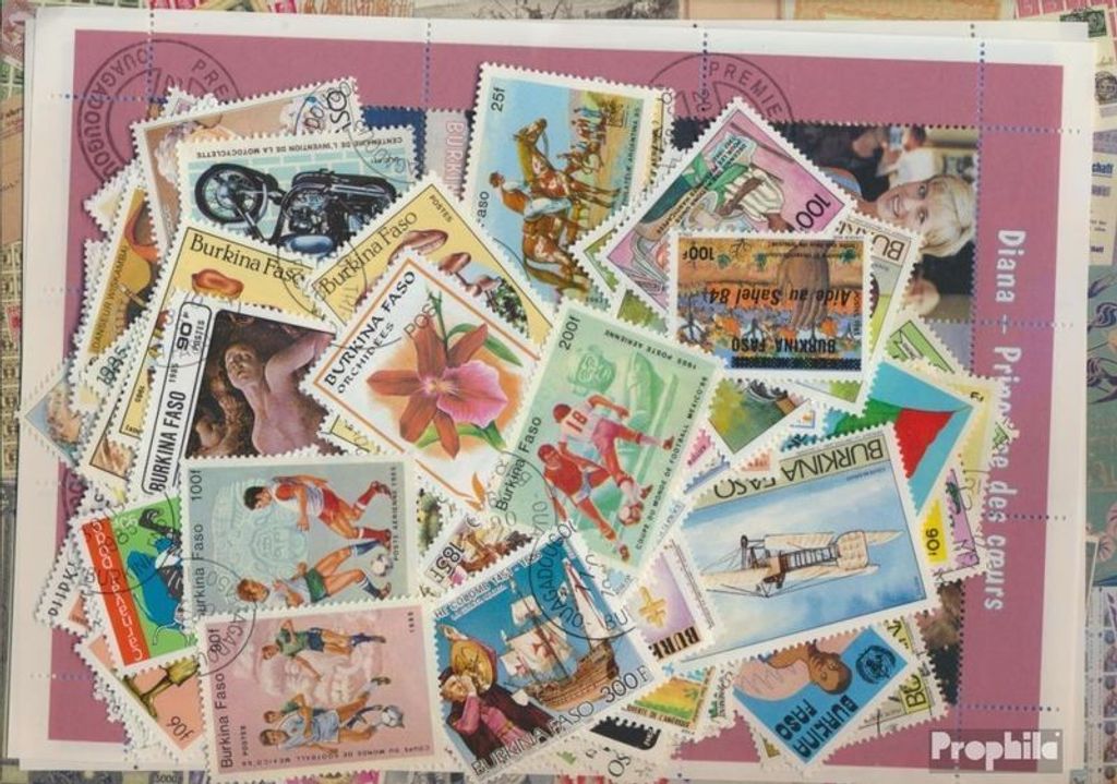 Briefmarken Burkina Faso 150 verschiedene Marken Produktbild 