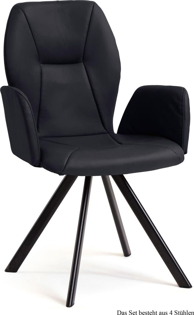 Armlehnstuhl drehbar (4er-Set) Diane 58x92x60 Schwarz/Anthrazit