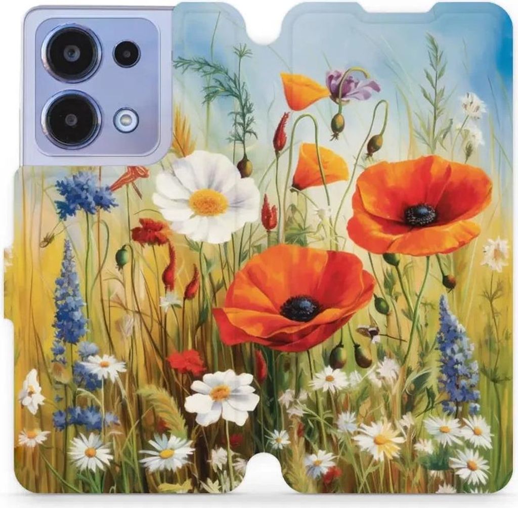 Handyhülle mit klappe für Xiaomi Poco M6 Pro 4G, Mobiwear Book, Wiesenblumen
