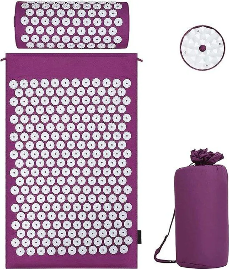 Tapis de massage antidouleur et coussin contre le mal de dos noir