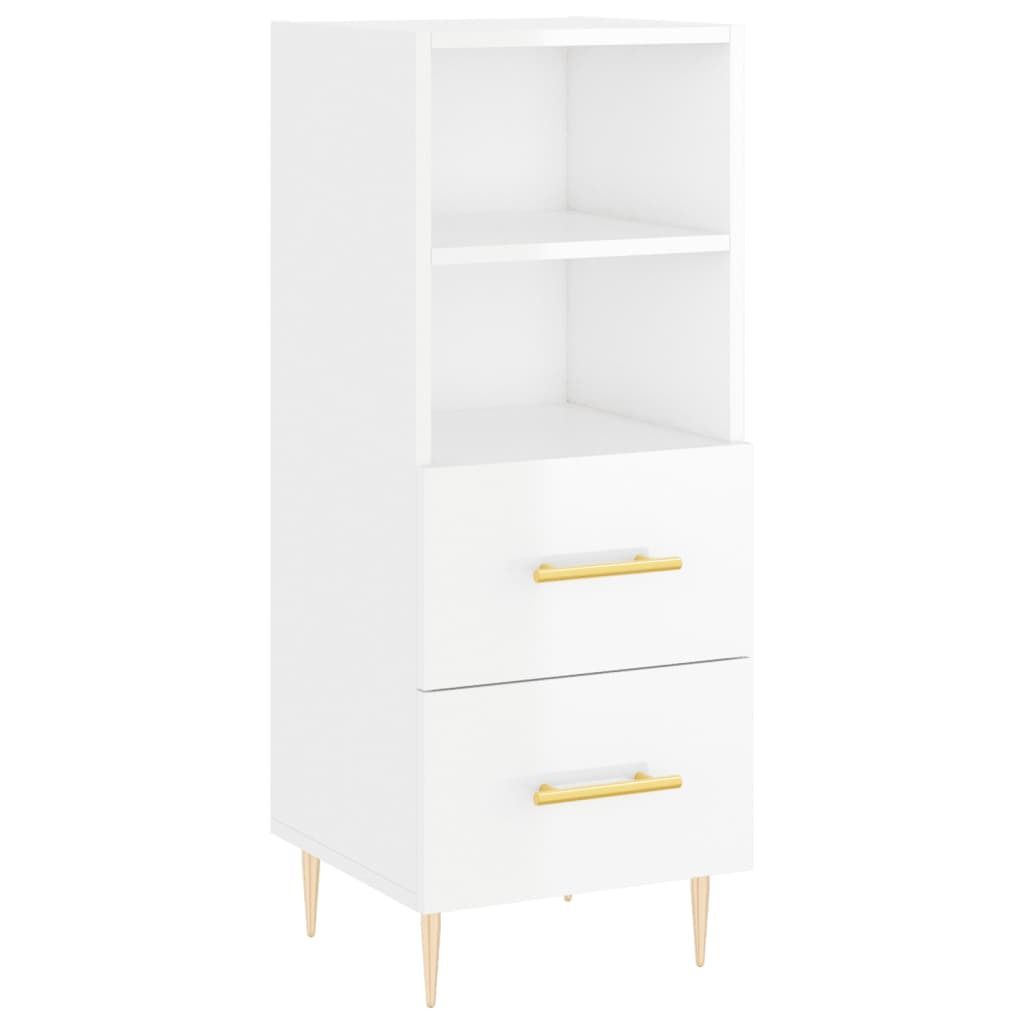 Sideboard Hochglanz-Weiß 34,5x34x90 cm Holzwerkstoff