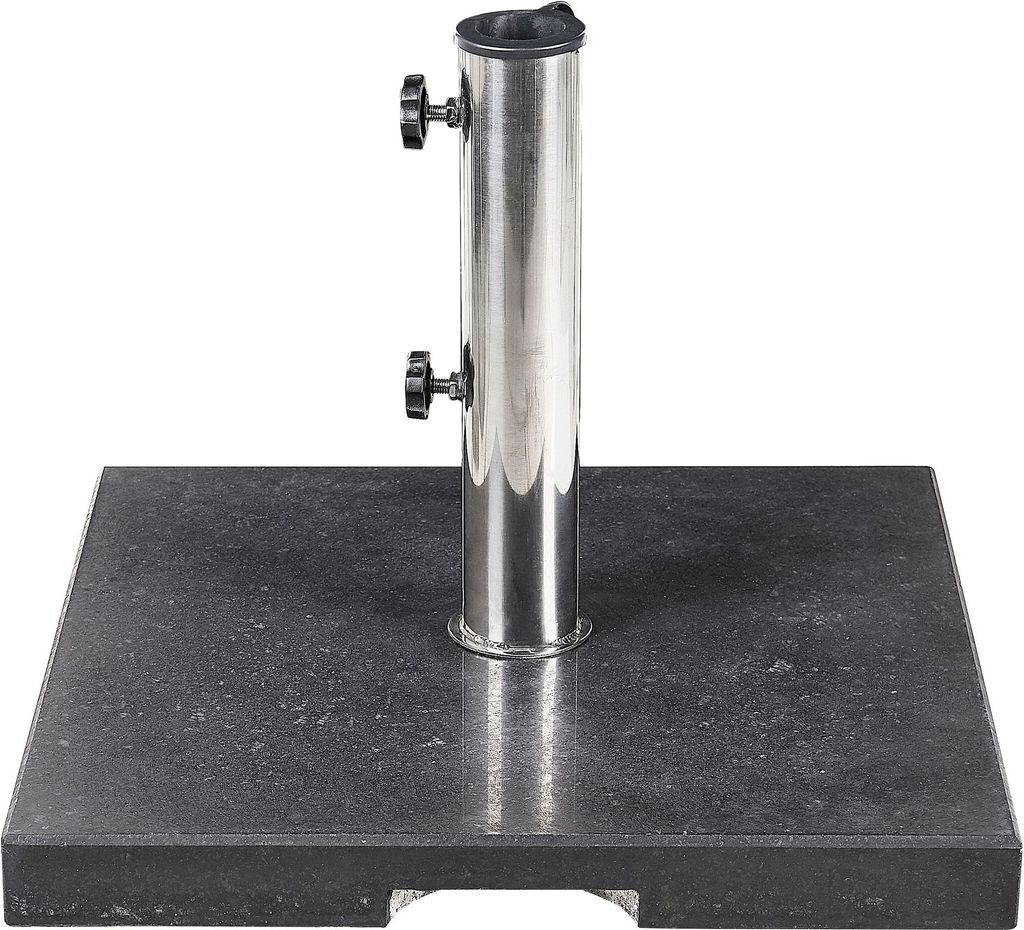 BELIANI Sonnenschirmständer Schwarz Granit 45 x 45 cm Quadratisch mit Edelstahlrohr Modern Garten Terrasse Balkon Outdoor Außen Ausstattung Zubehör