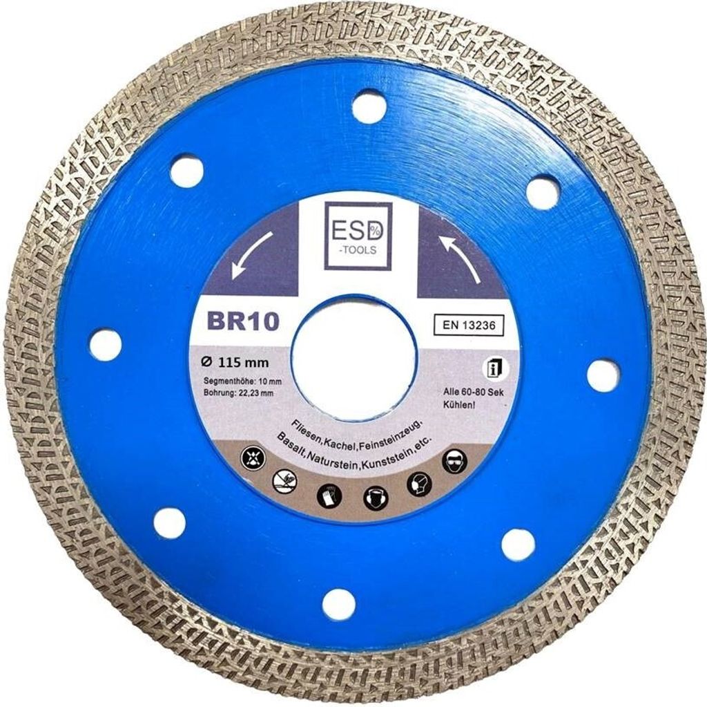Diamanttrennscheibe BR10 Fliese mit verstärktem Kern Ø 115 mm