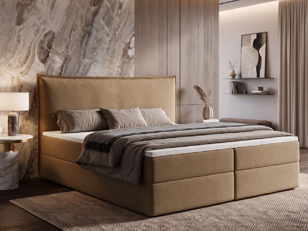 Boxspringbett 200x200 mit Bettkasten ARENO, Komplett-Set Produktbild 